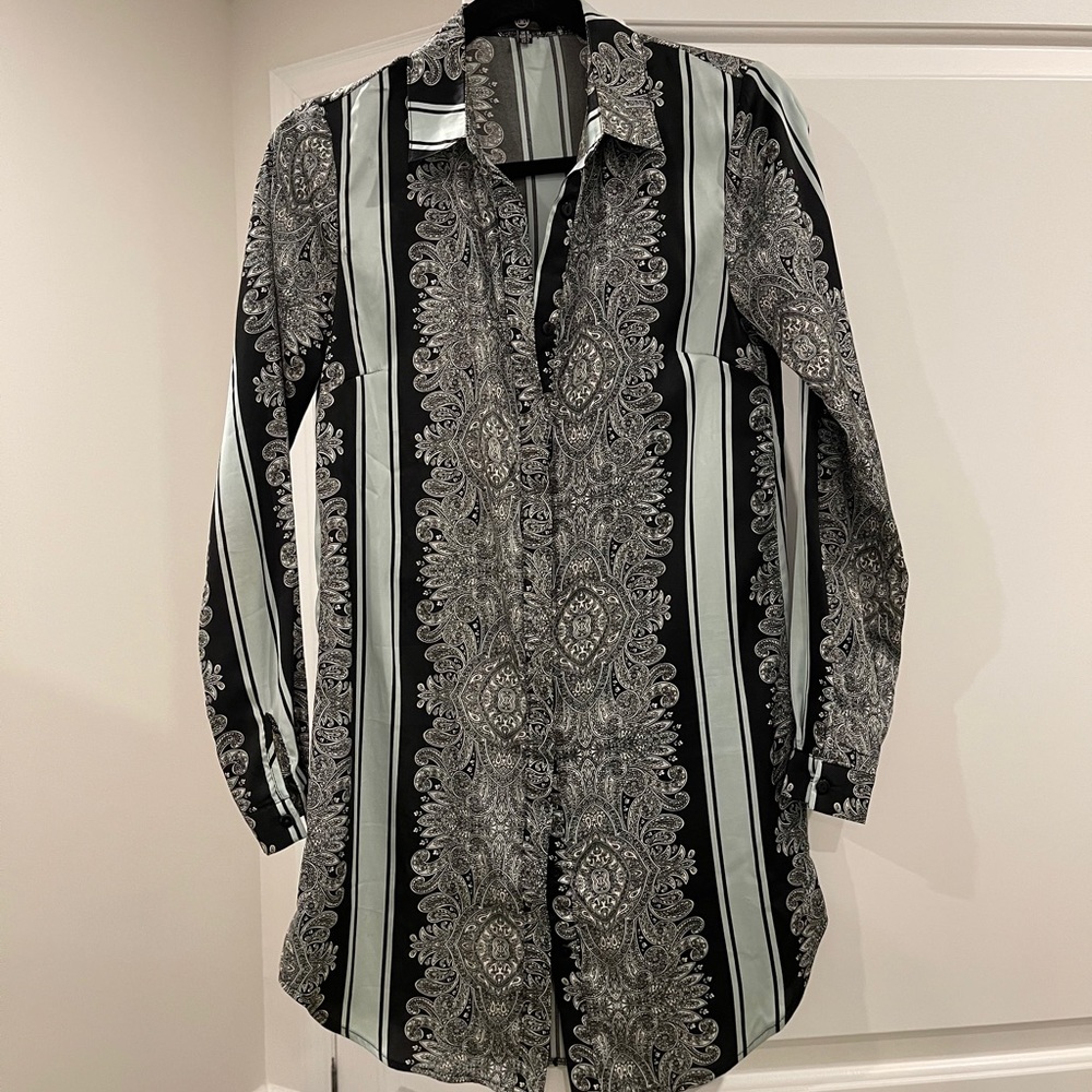 Missguided Silky Paisley Shirt Dress Size 2